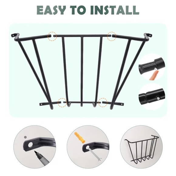 Black Large Metal Wall Mounted Durable Throw Blanket Holder Rack Waterproof - Picture 5 of 6